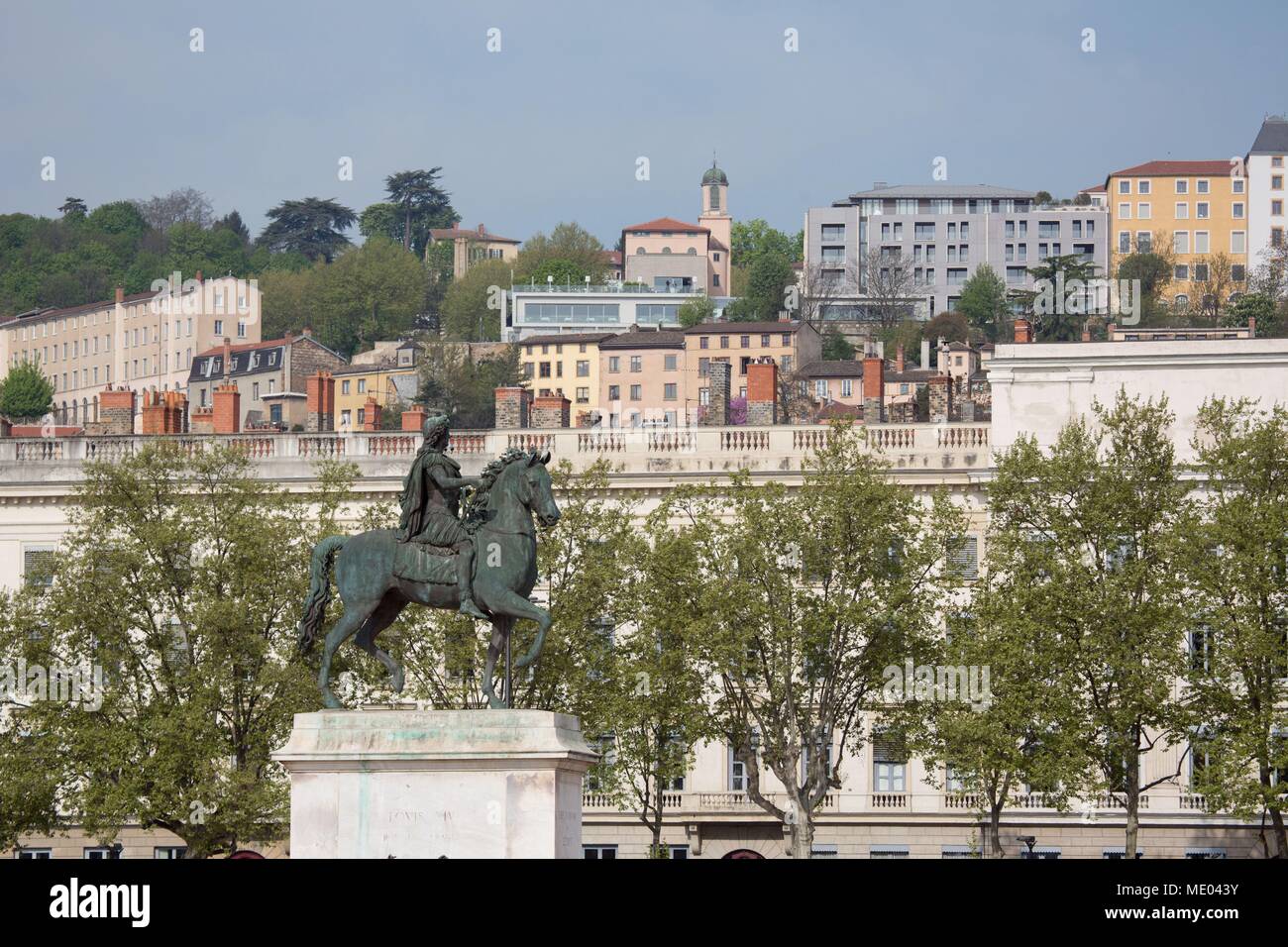 France, Lyon, Place Bellecourtyard, Equestrian statue of Louis XIV (1825), sculptor François Frédéric Lemot, Stock Photo
