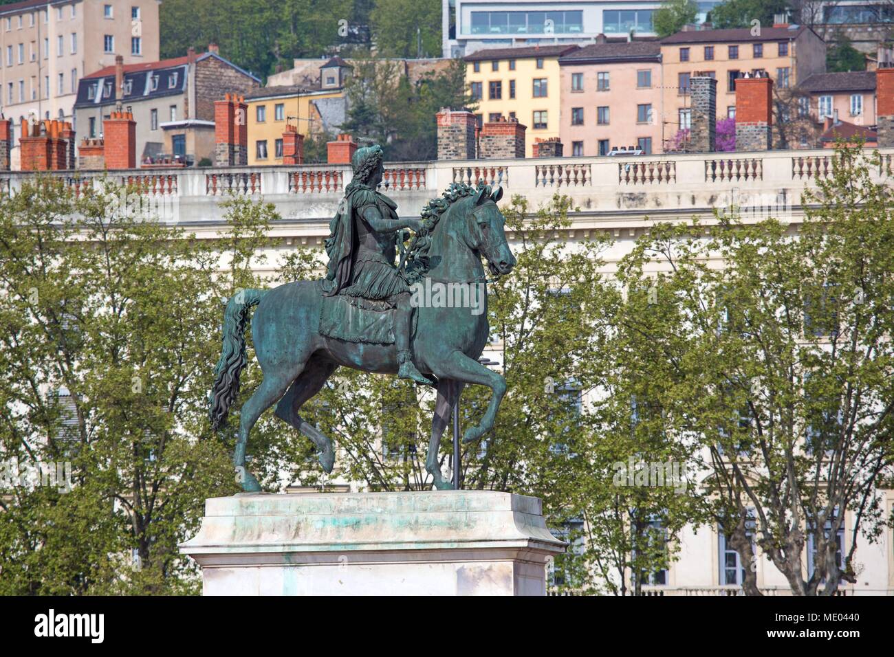 France, Lyon, Place Bellecourtyard, Equestrian statue of Louis XIV (1825), sculptor François Frédéric Lemot, Stock Photo