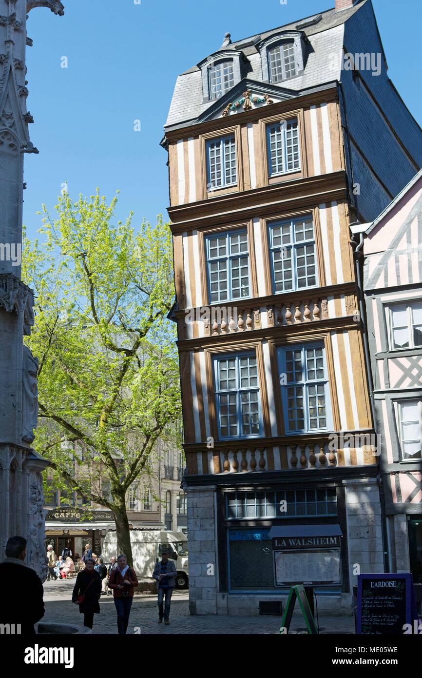 France, Rouen, Place Barthélémy, angle of the rue Damiette and of the rue Martainville, tilted