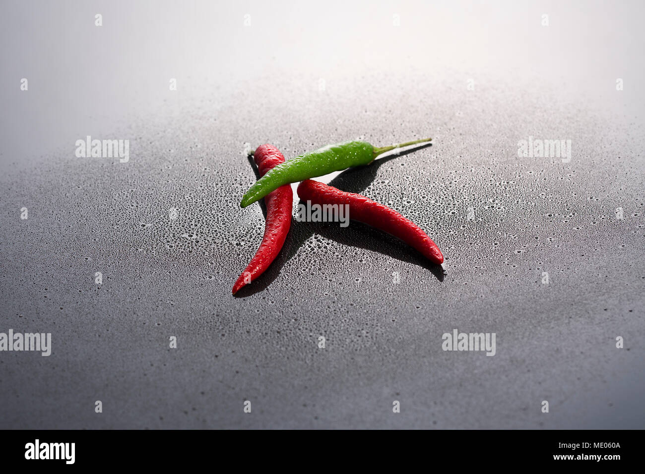 nice shot for green and red chilies Stock Photo