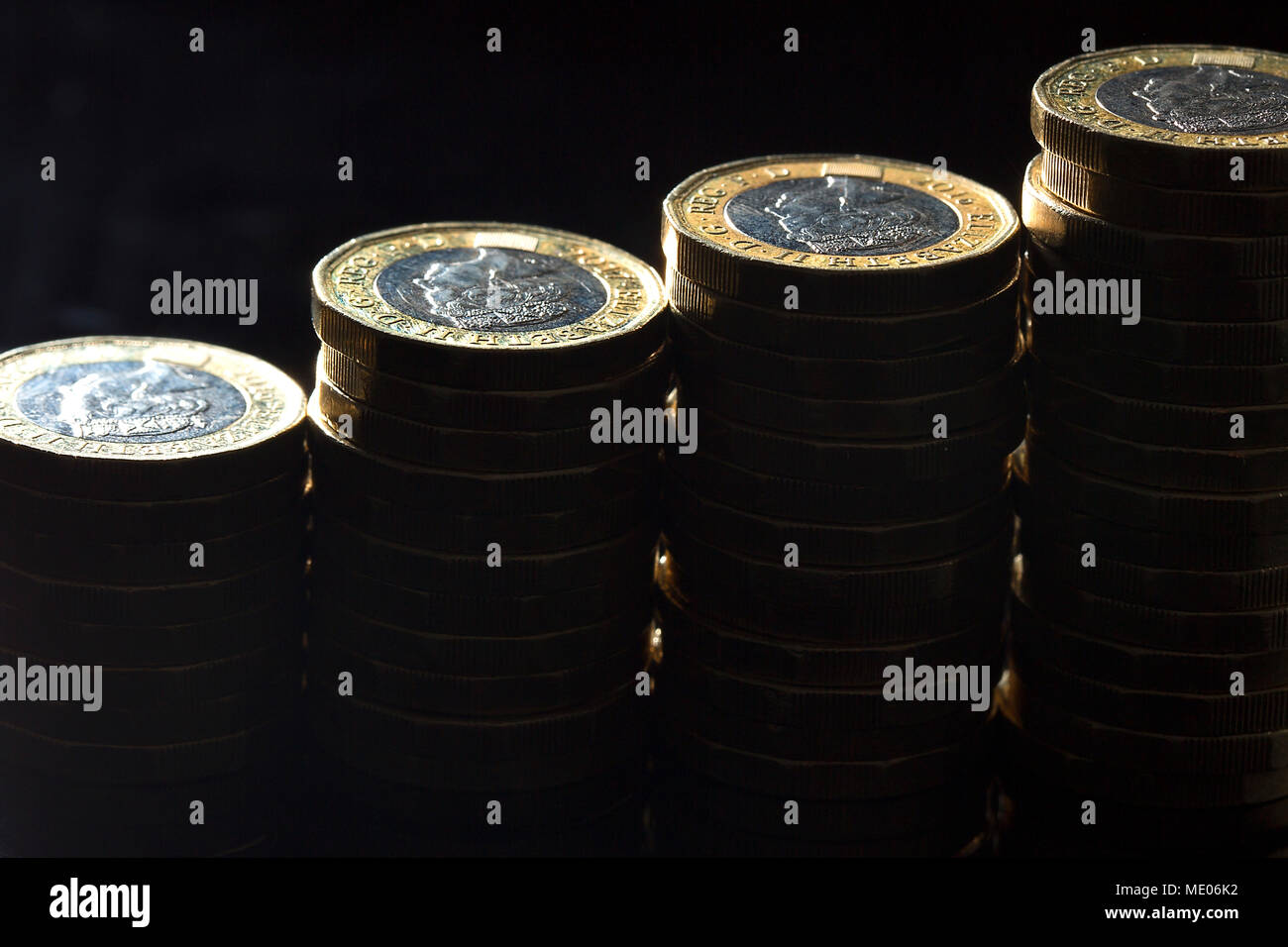 low light macro shot of British pounds Stock Photo