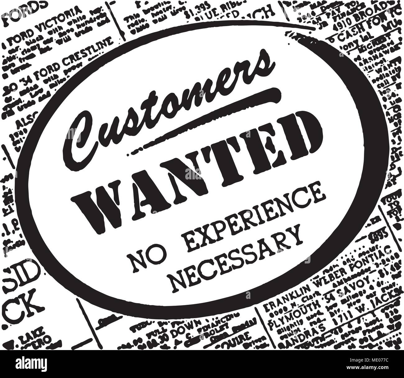Customers Wanted - Retro Ad Art Banner Stock Vector
