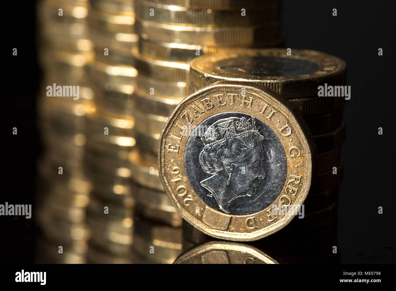 low light macro shot of British pounds Stock Photo
