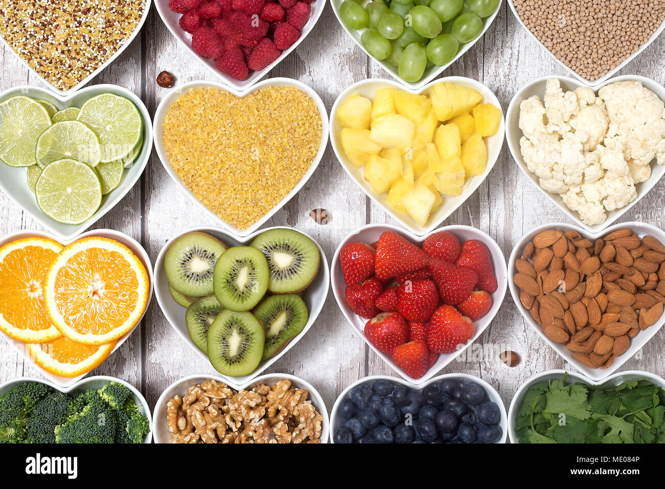well displayed mix of fruits, vegetables and nuts Stock Photo Alamy
