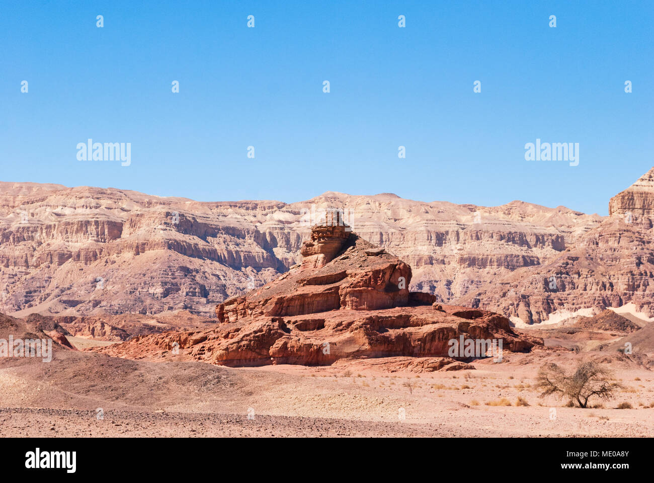 the spiral hill is one of many unique sandstone landforms at Timna Park in southern Israel Stock Photo