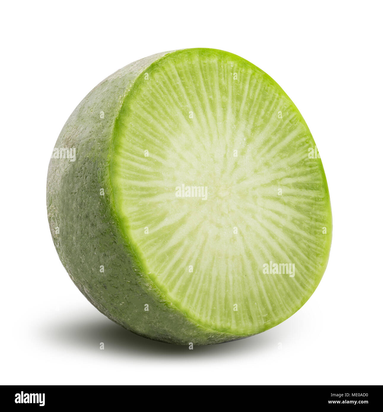 Fresh green raw redish isolated on white background with shadow ...