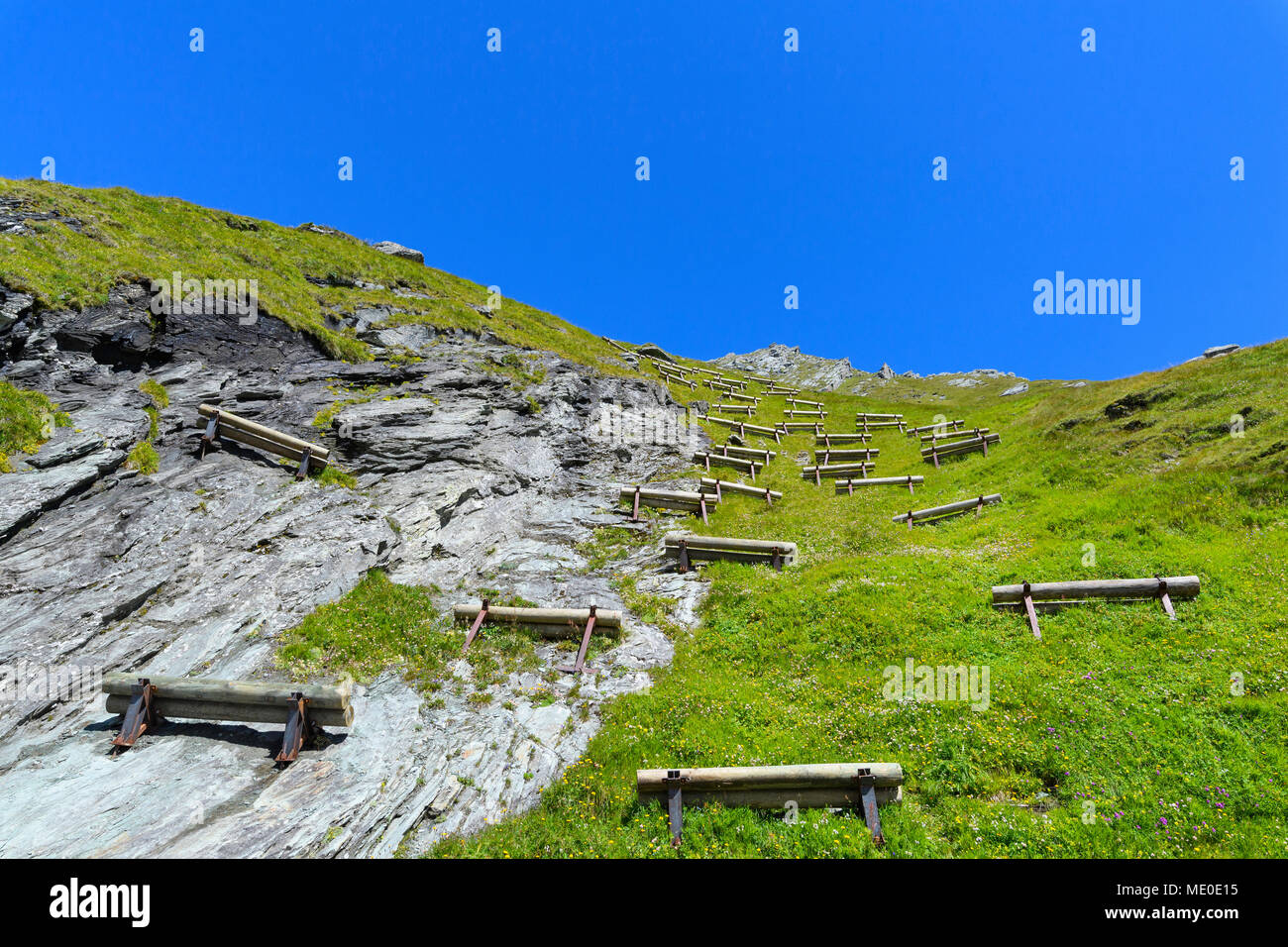 Avalanche control at Kaiser Franz Josefs Hohe in Grossglockner High Alpine Road, Hohe Tauern National Park in Carinthia, Austria Stock Photo