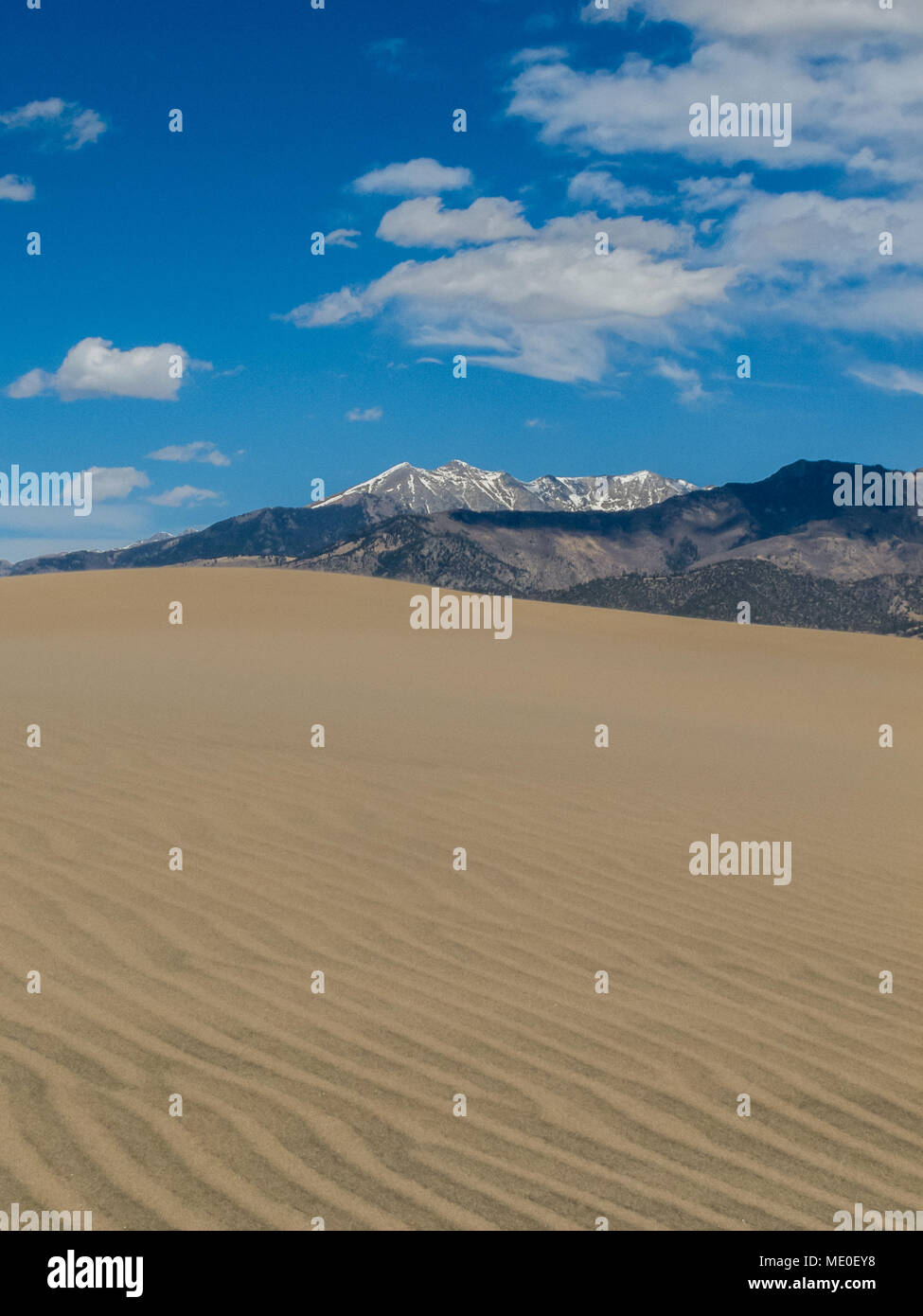 Great Sand Dunes National Park, Colorado is threatened by the Trump Administrations interest in opening nearby land for mineral extraction. Stock Photo