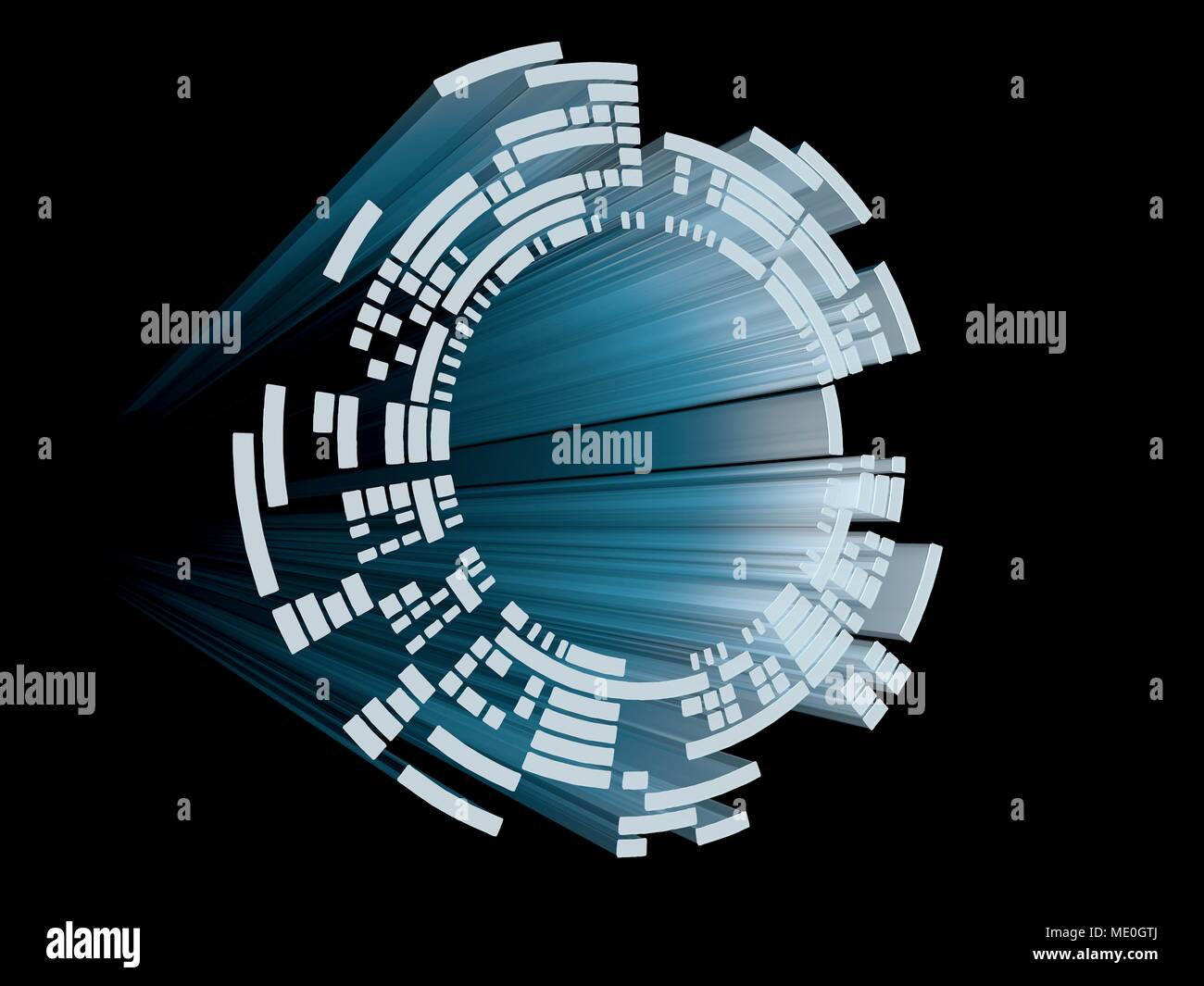 Abstract circular display element for user interfaces, HUD, diagrams and sci-fi. Stock Photo