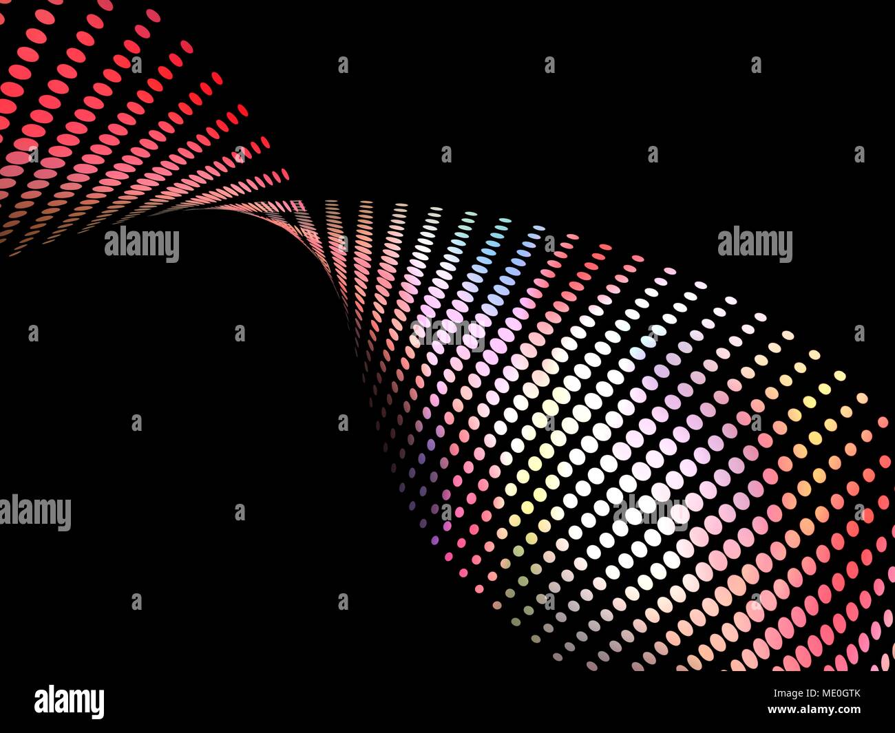 Abstract wave made of coloured dots, illustration. Stock Photo