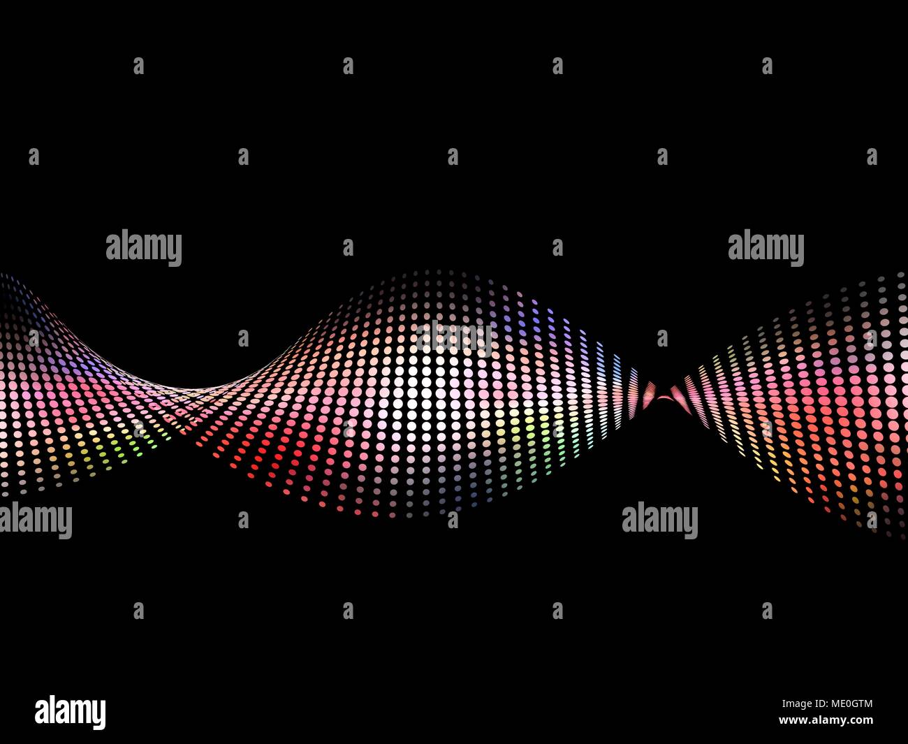 Abstract wave made of coloured dots, illustration. Stock Photo