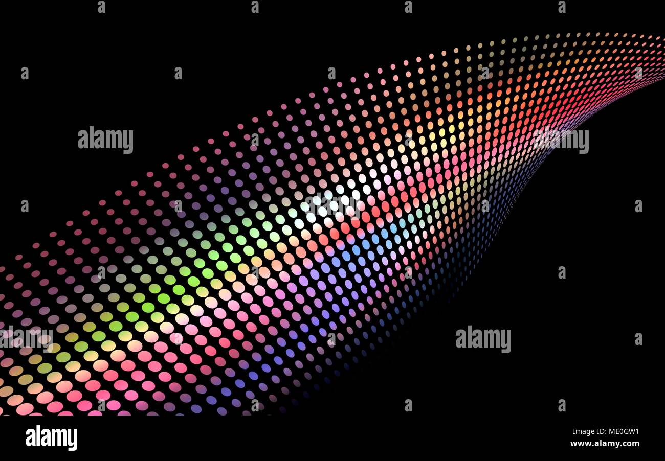 Abstract wave made of coloured dots, illustration. Stock Photo