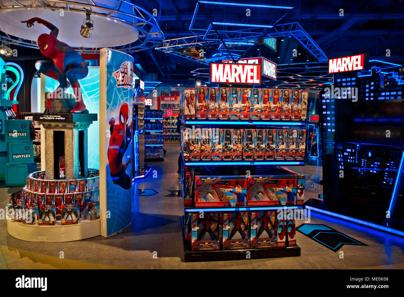 Moscow, Russia - March, 2018: Interior of Marvel toys department in Hamleys  store. Marvel Comics Group is a publisher of American comic books and rela  Stock Photo - Alamy