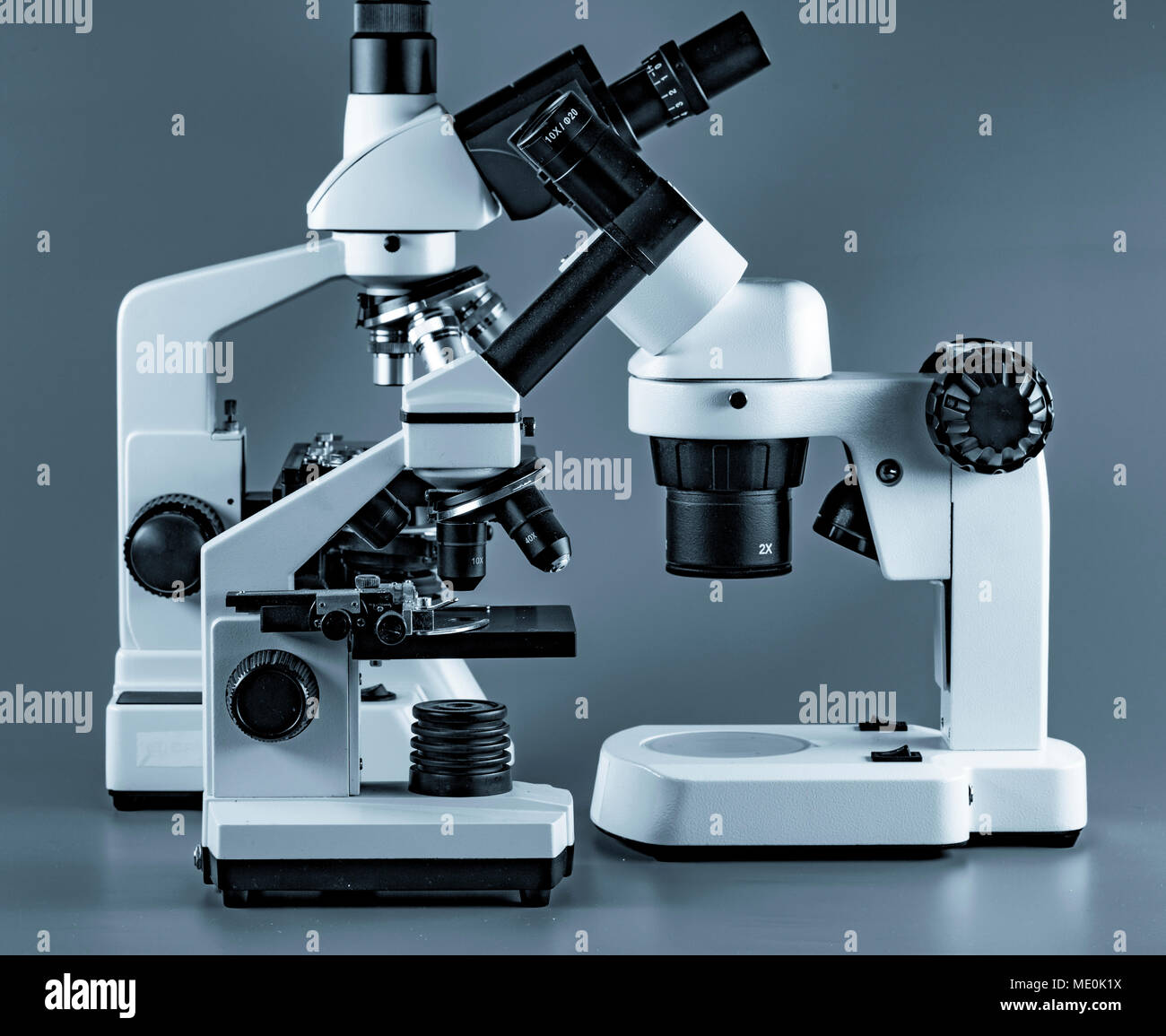 Light microscopes. Stock Photo