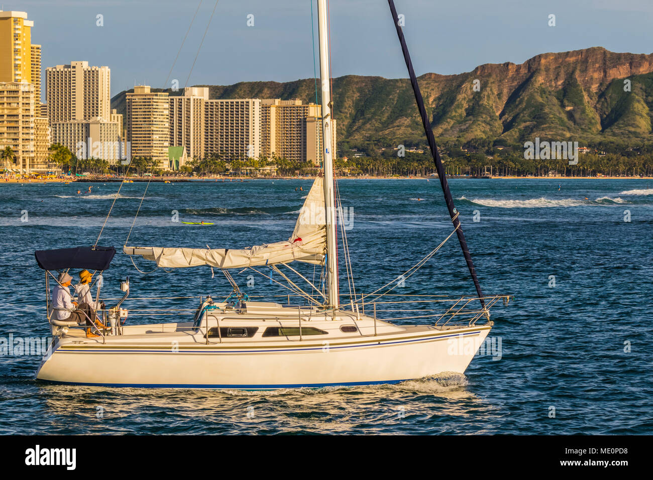 Sailing from the Ala Wai boat harbor past Waikiki and Diamond Head