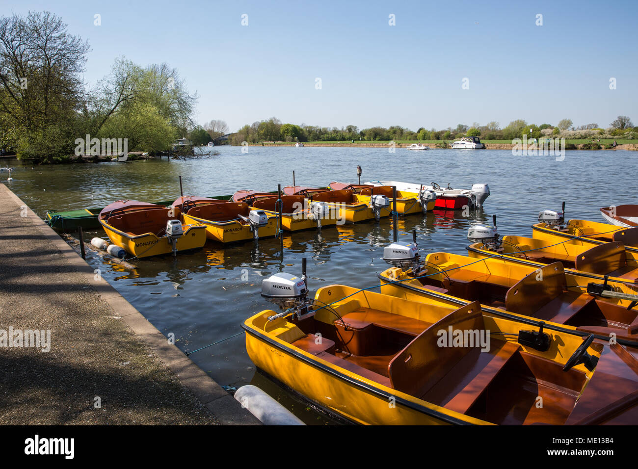 Windsor, UK. 20th April, 2018. A view across hire boats on the river