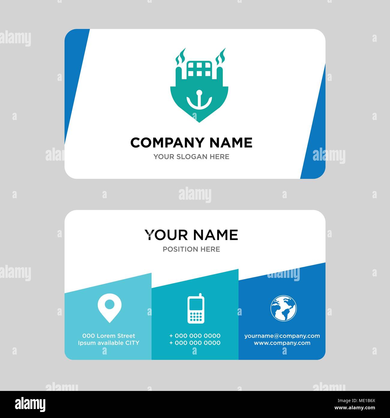 Ocean transportation business card design template, Visiting for your company, Modern Creative and Clean identity Card Vector Illustration Stock Vector