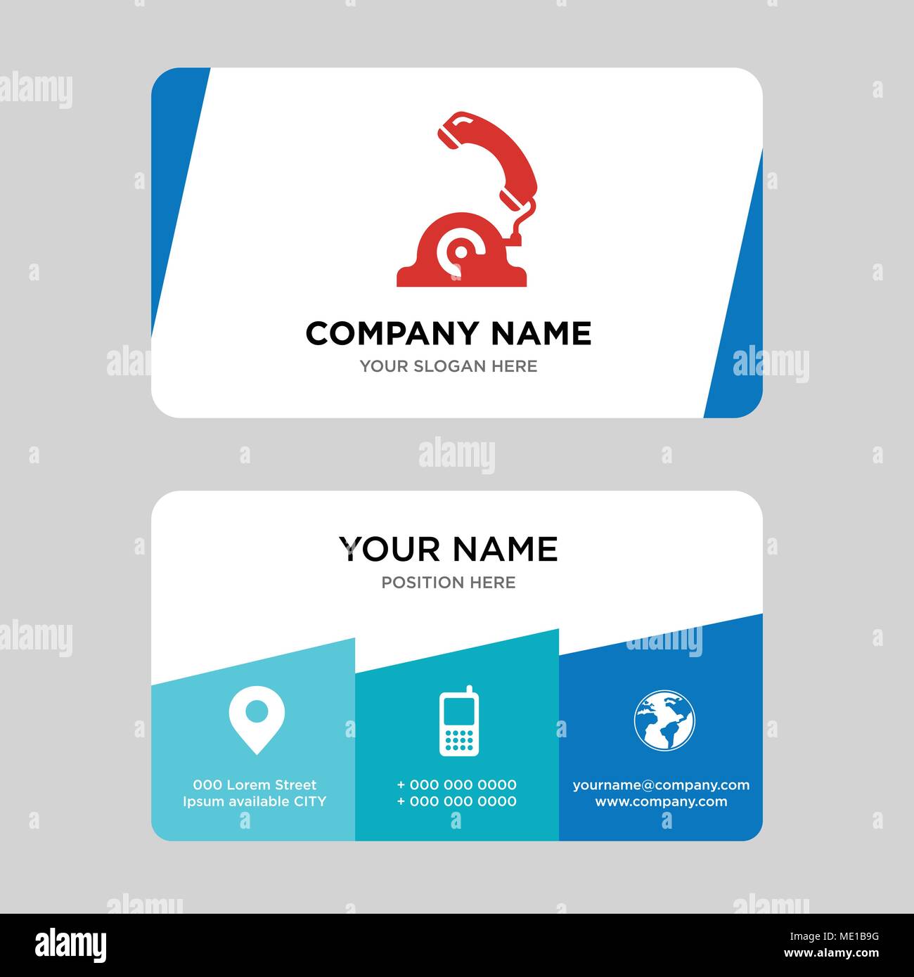 Telephone business card design template, Visiting for your company, Modern Creative and Clean identity Card Vector Illustration Stock Vector