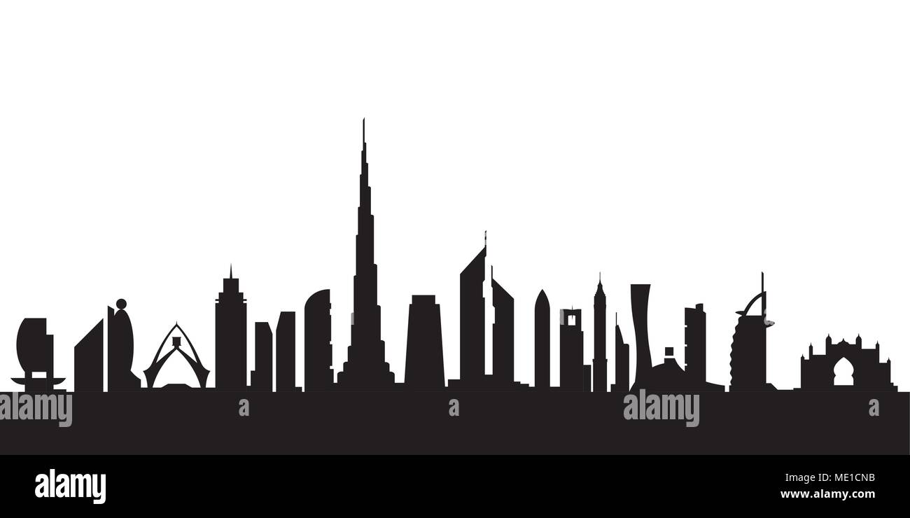 Dubai silhouette by day - vector illustration Stock Vector
