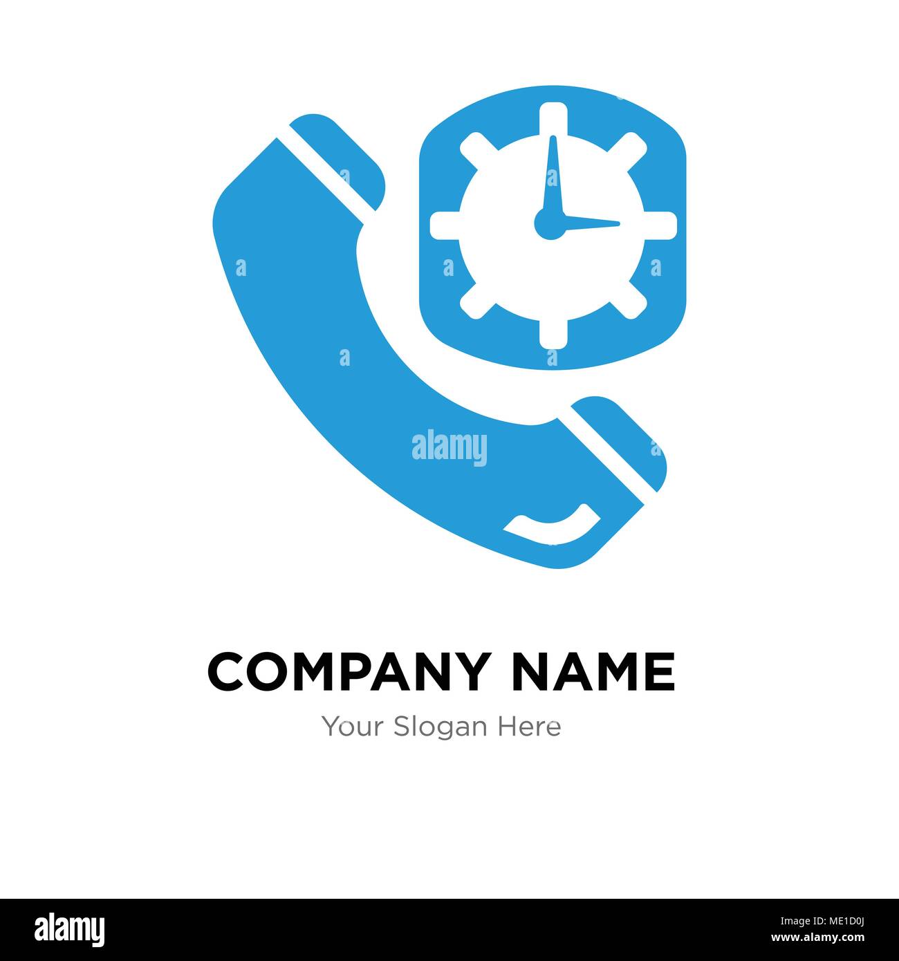 Phone auricular and clock delivery company logo design template, Business corporate vector icon Stock Vector