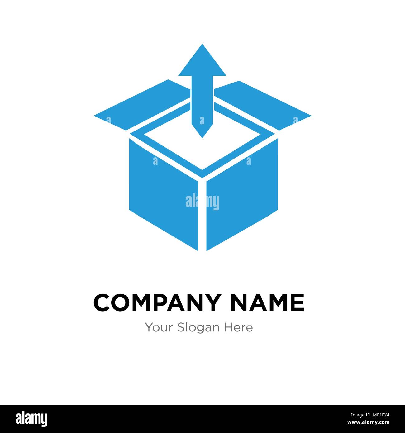 Delivery box package opened with up arrow company logo design template