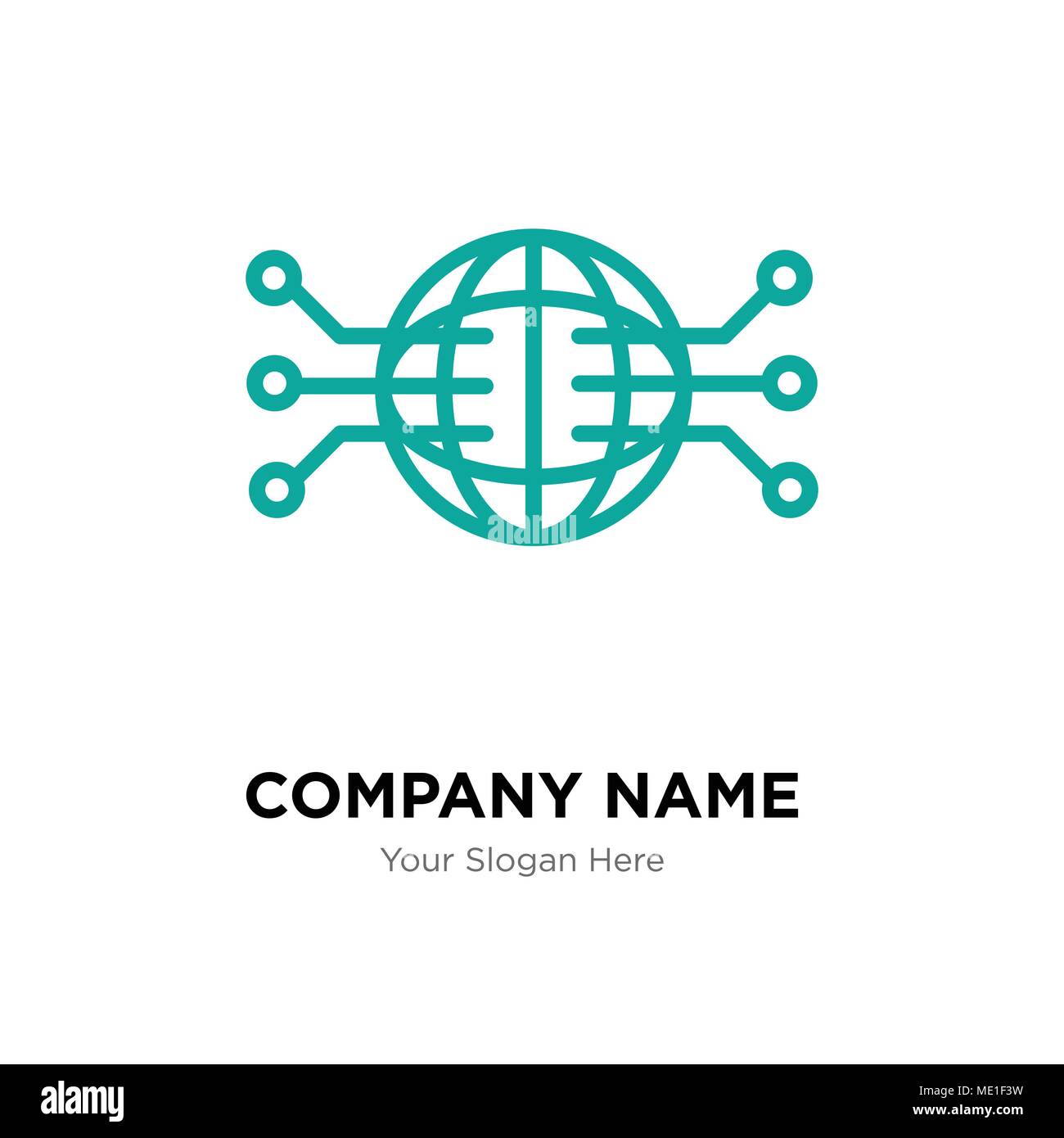 Globe Connected Circuit company logo design template, Business
