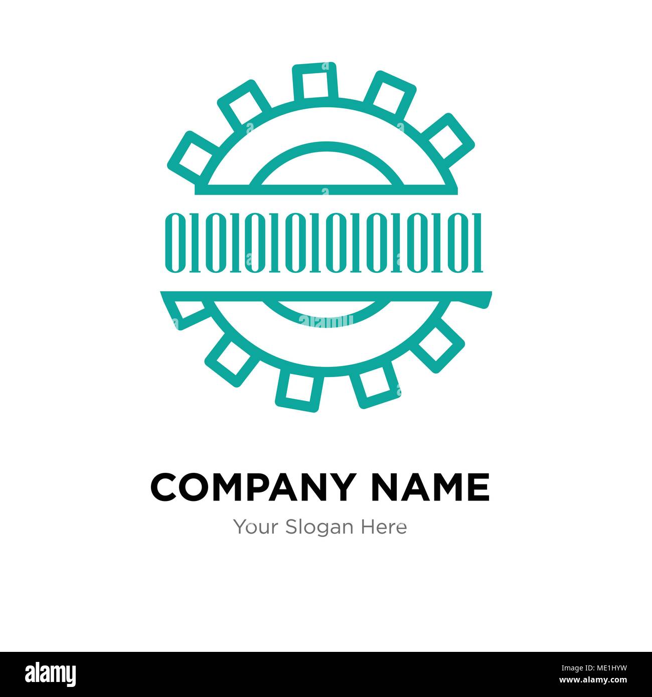 Binary code company logo design template, Business corporate 