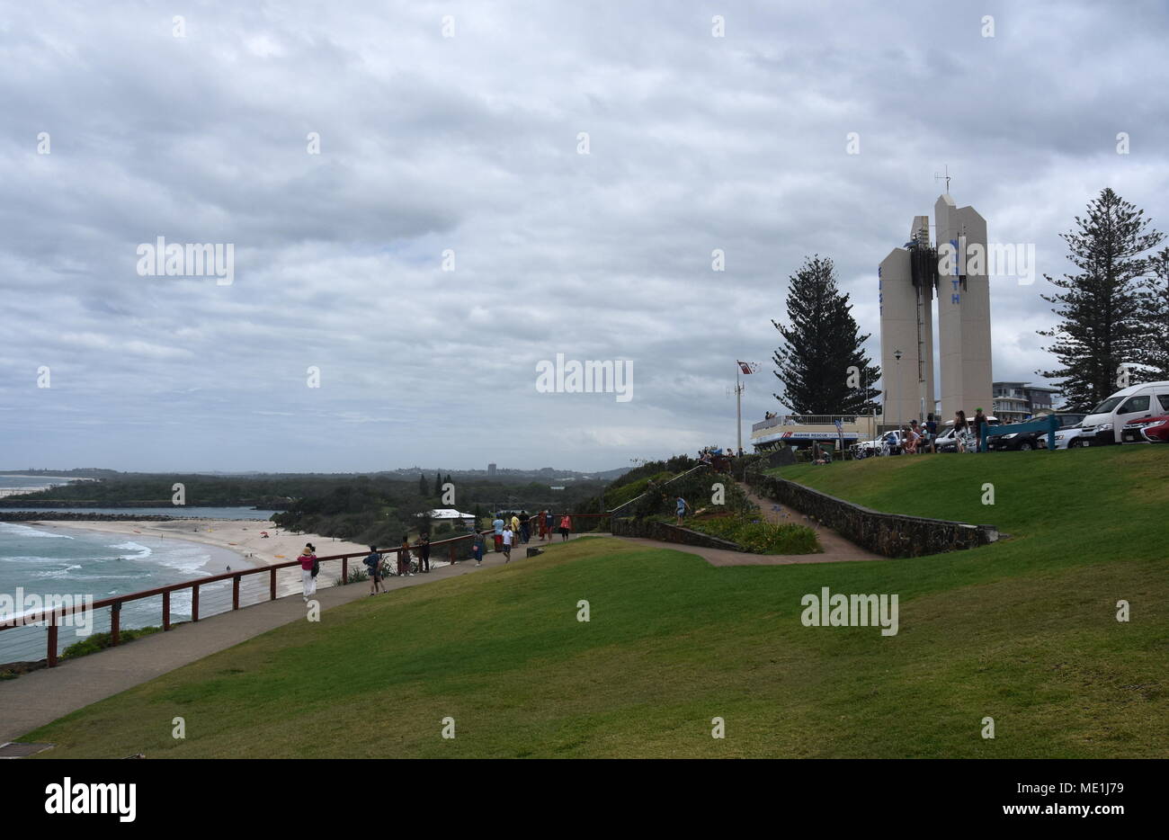 Tweed Heads, Australia - Dec 26, 2017. Captain Cook Memorial at Poing Danger in Lowers Rock Park. The monument is at the border of NSW and Queensland. Stock Photo