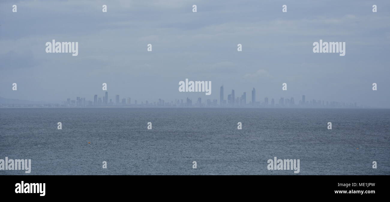 Gold Coast skyline view from Rainbow Bay lookout in Pat Fagan Park (Coolangatta, Queensland Australia) Stock Photo