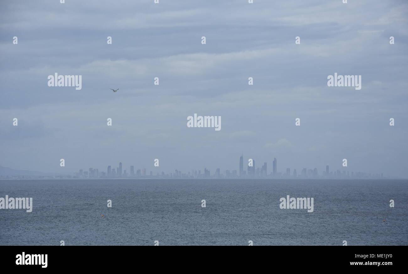 Gold Coast skyline view from Rainbow Bay lookout in Pat Fagan Park (Coolangatta, Queensland Australia) Stock Photo