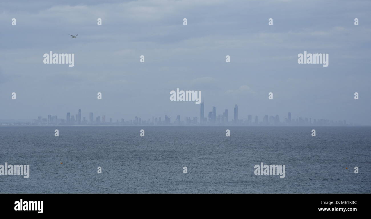 Gold Coast skyline view from Rainbow Bay lookout in Pat Fagan Park (Coolangatta, Queensland Australia) Stock Photo