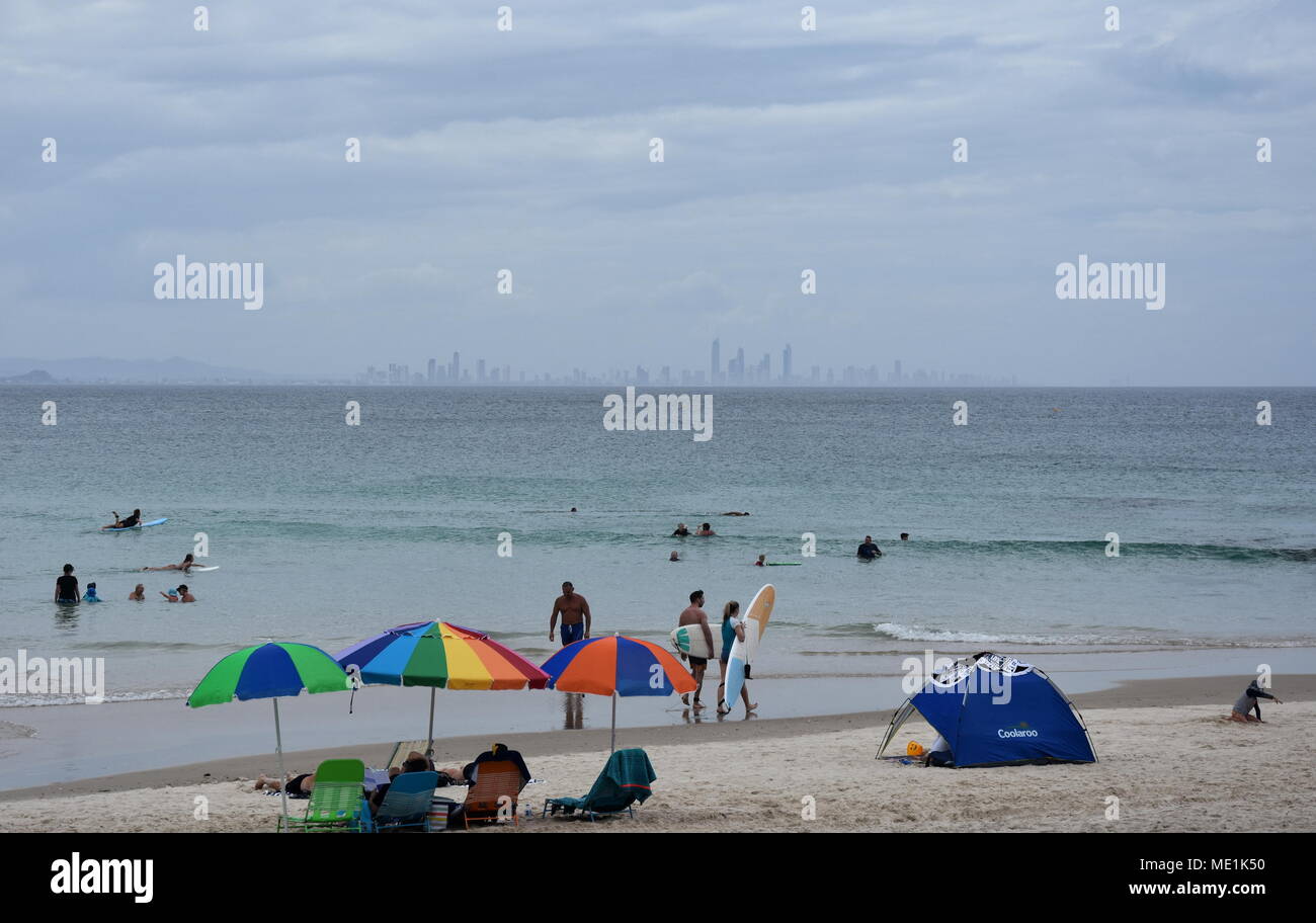 Coolangatta, Australia Dec 26, 2017. People relaxing and sunbathing