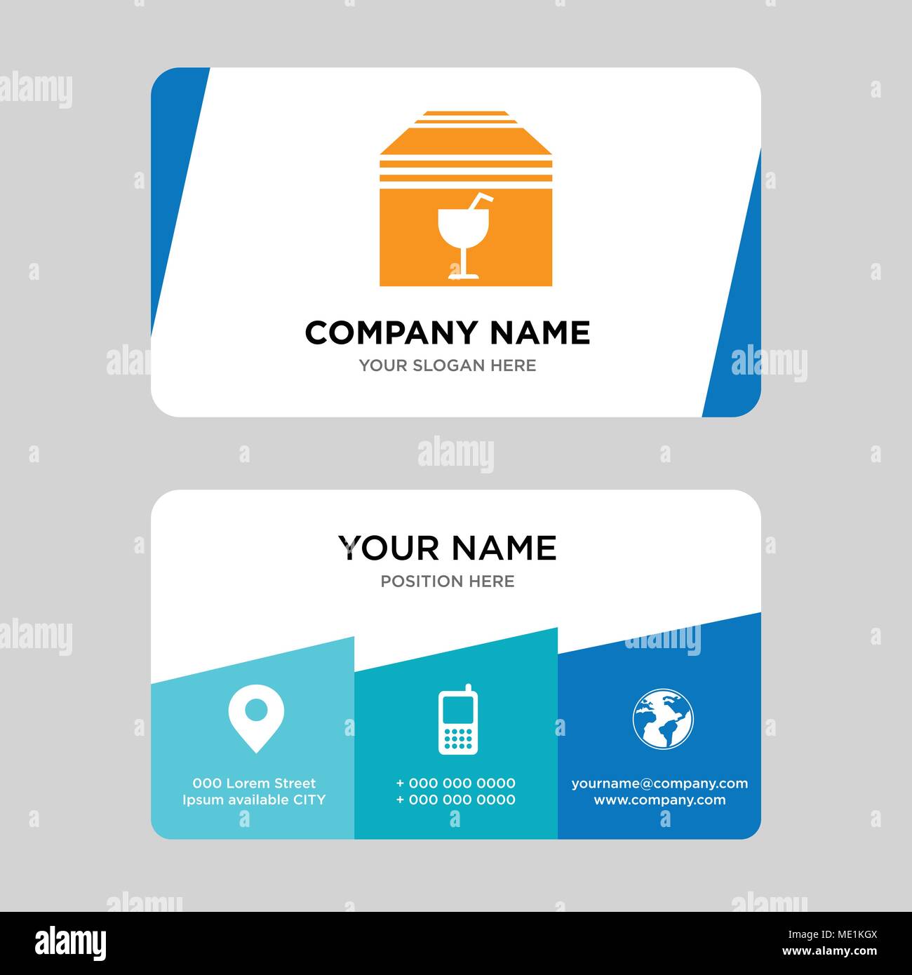 Delivery package box with fragile content business card design template, Visiting for your company, Modern Creative and Clean identity Card Vector Ill Stock Vector