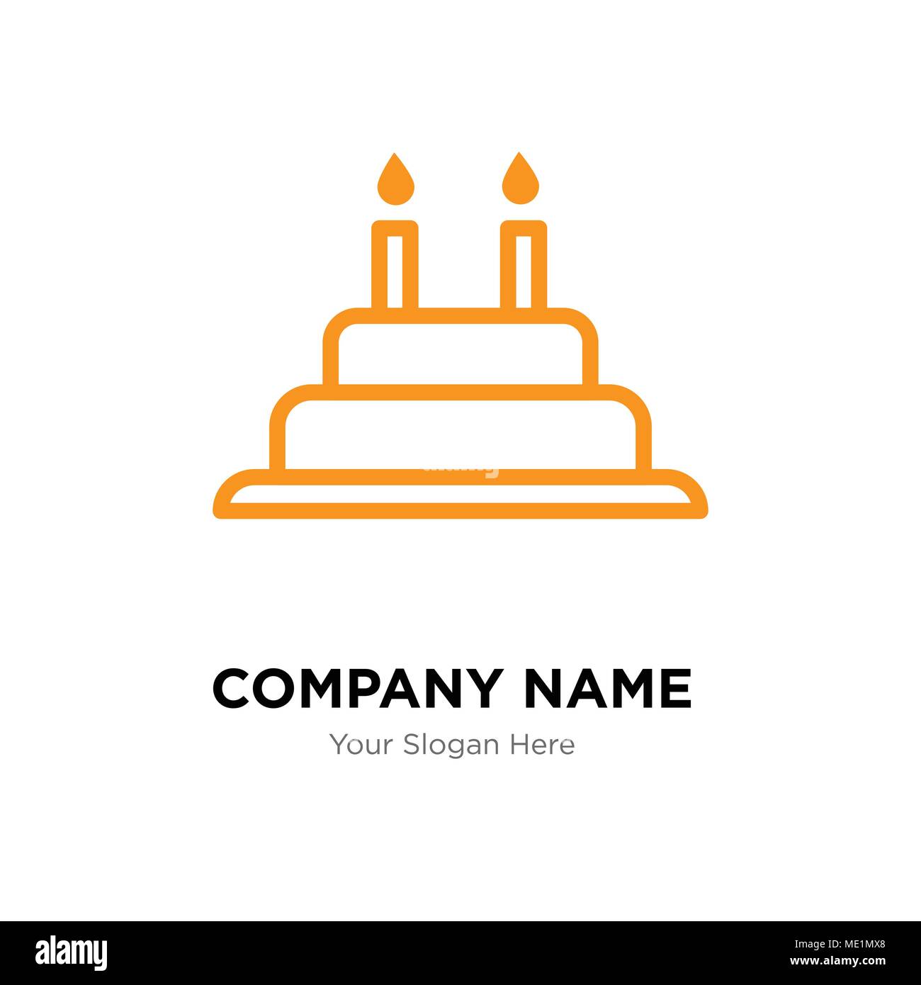 Cake with candles company logo design template, Business corporate vector icon Stock Vector