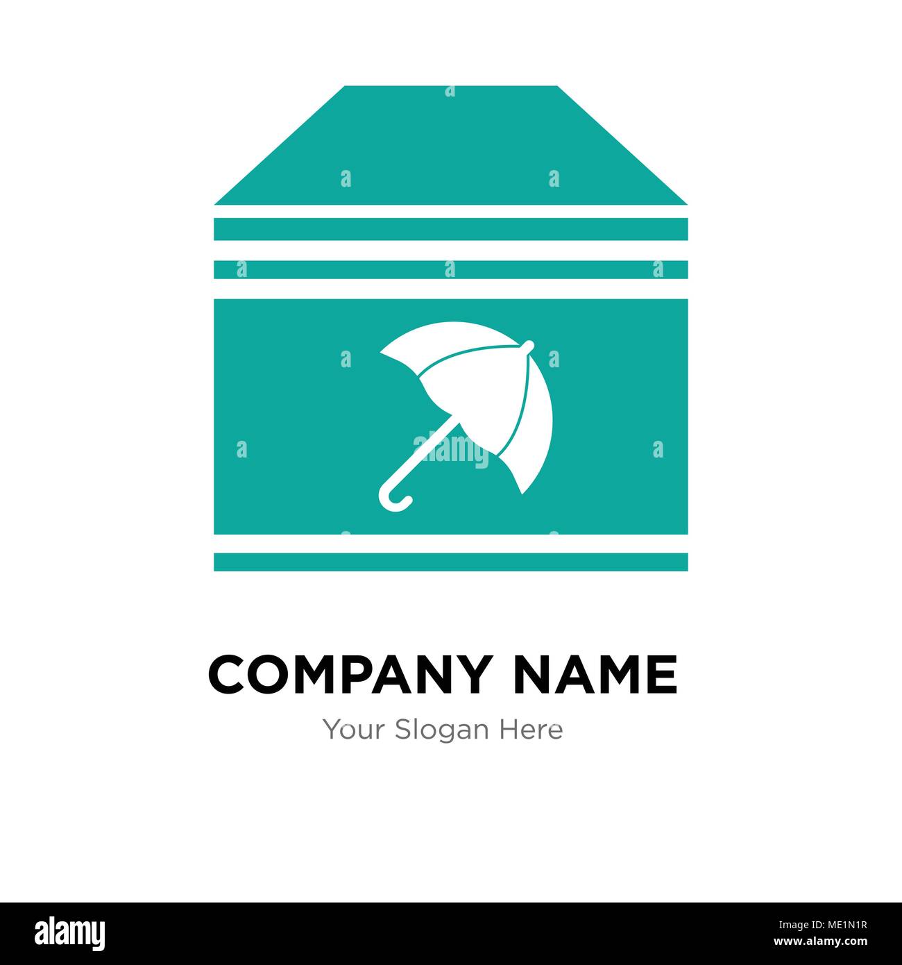 Delivery package with umbrella company logo design template, Business corporate vector icon Stock Vector