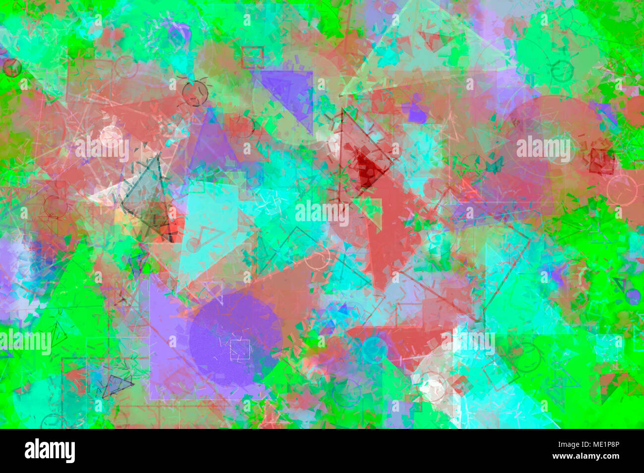 Random circle, square, rectangle & triangle shape, digital generative ...