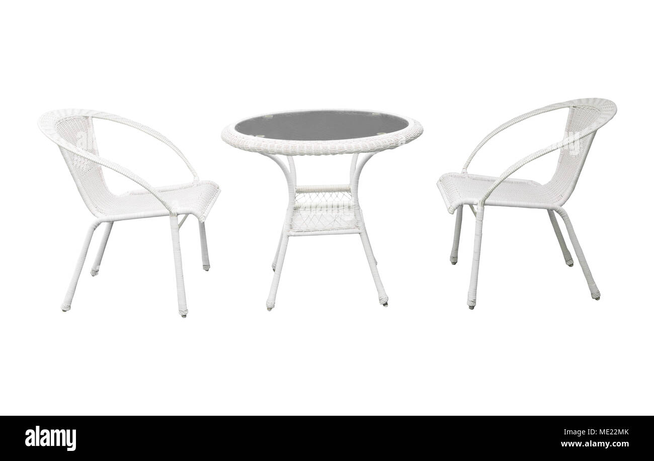 group of garden white garden desk and chairs isolated background use