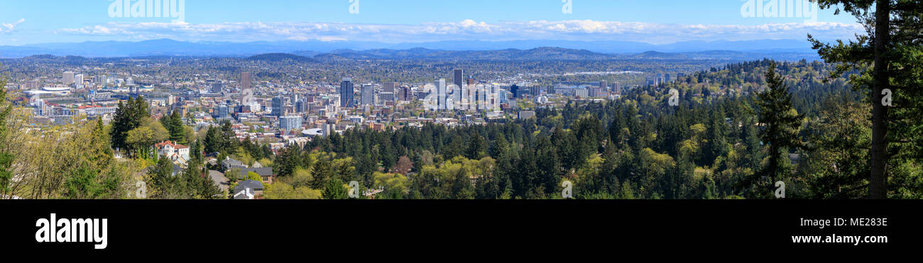 Portland Oregon City Panorama From Pittock Mansion Oregon - 