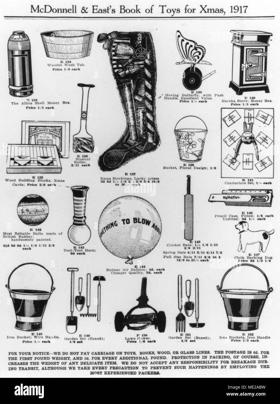 Toys from McDonnell & East deparment store in Brisbane, 1917 Stock