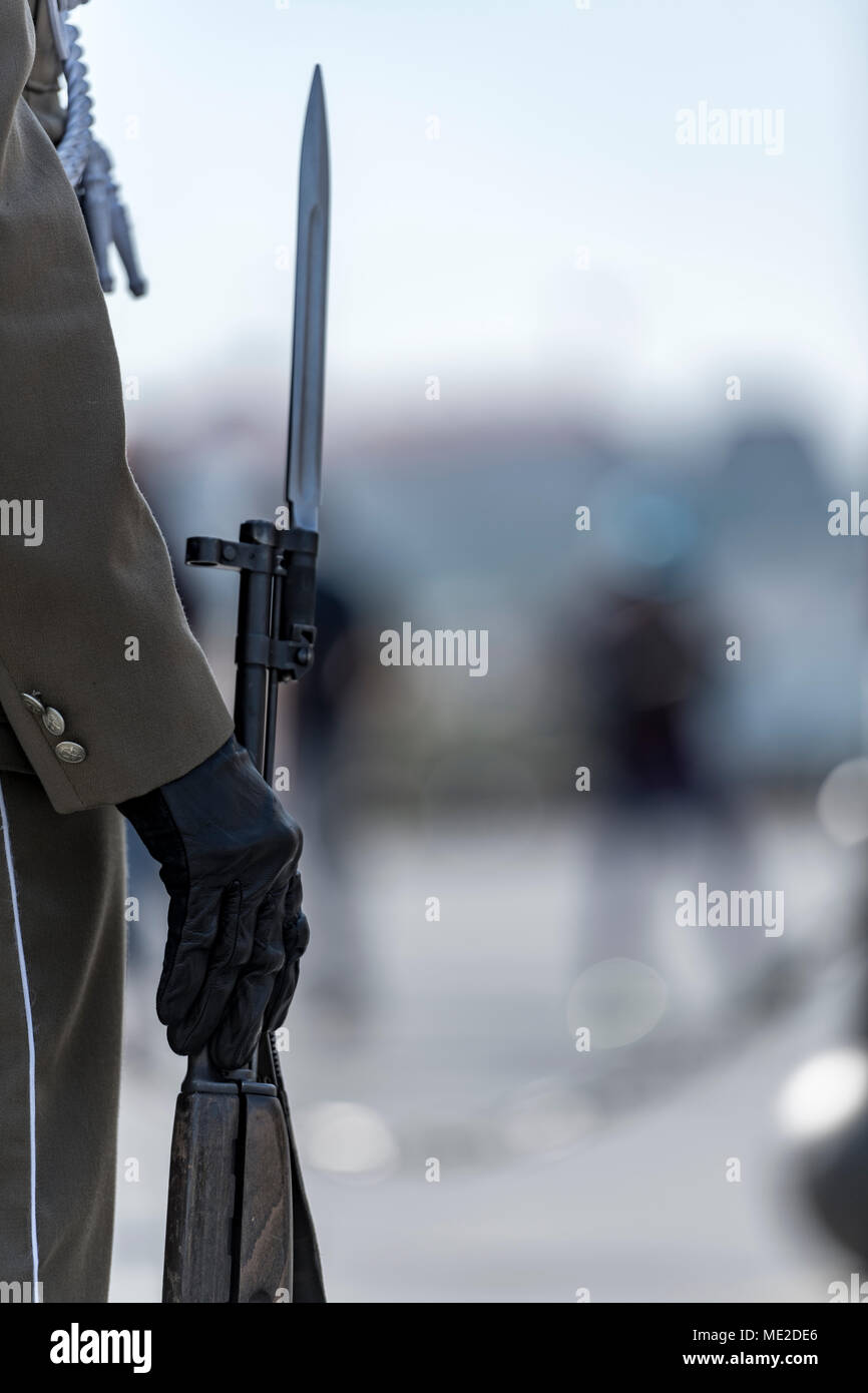 Guard Soldier with rifle, Budapest, Hungary Stock Photo