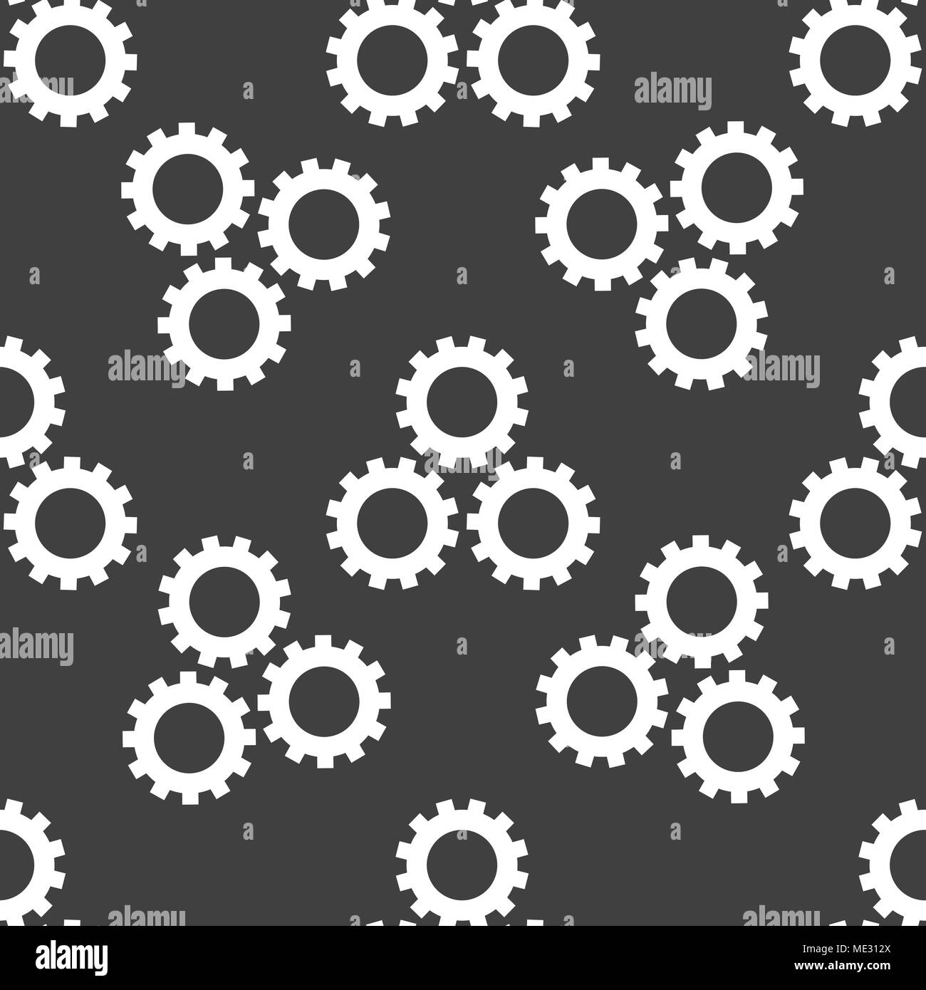 Settings Sign web icon. flat design. Seamless gray pattern. Vector EPS10 Stock Vector