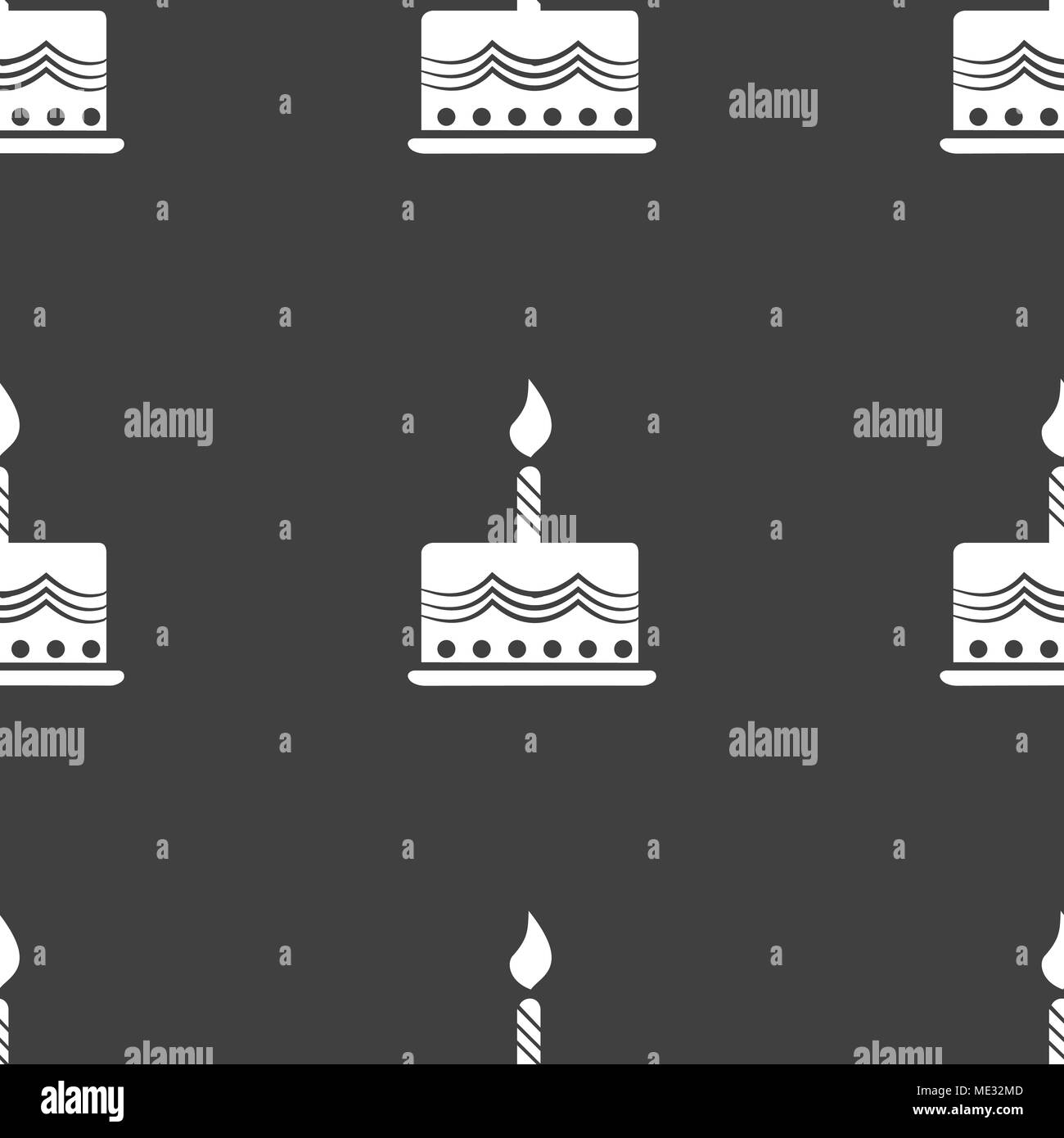 cake web icon. flat design. Seamless gray pattern. Vector EPS10 Stock Vector