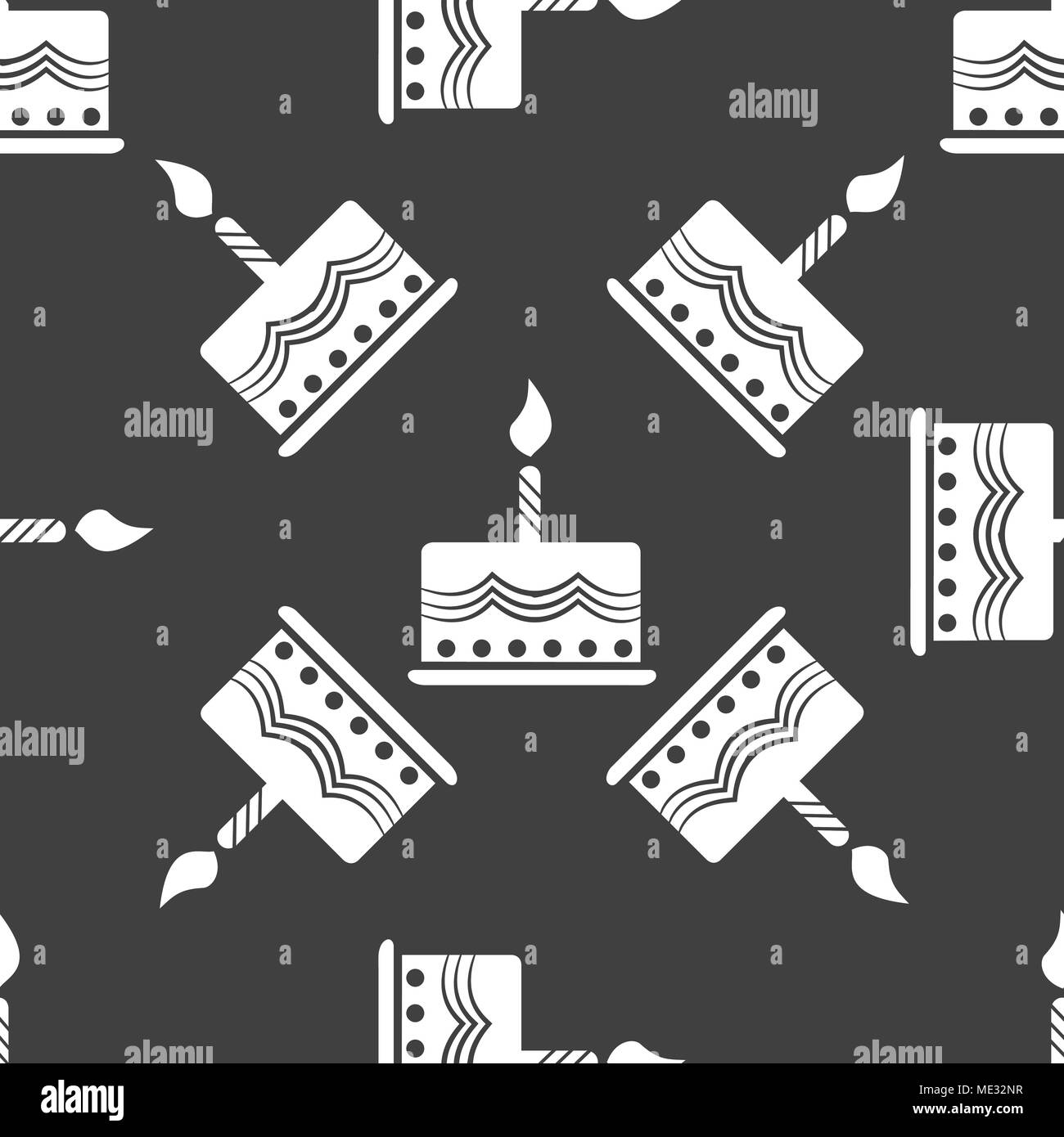 cake web icon. flat design. Seamless gray pattern. Vector EPS10 Stock Vector