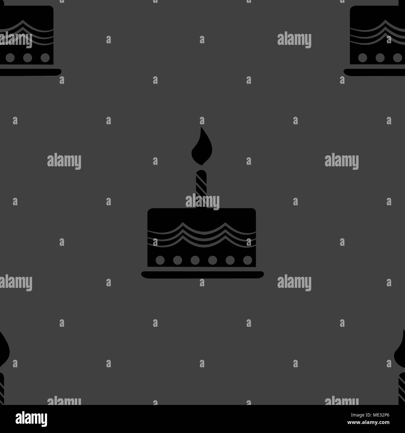 cake web icon. flat design. Seamless gray pattern. Vector EPS10 Stock Vector