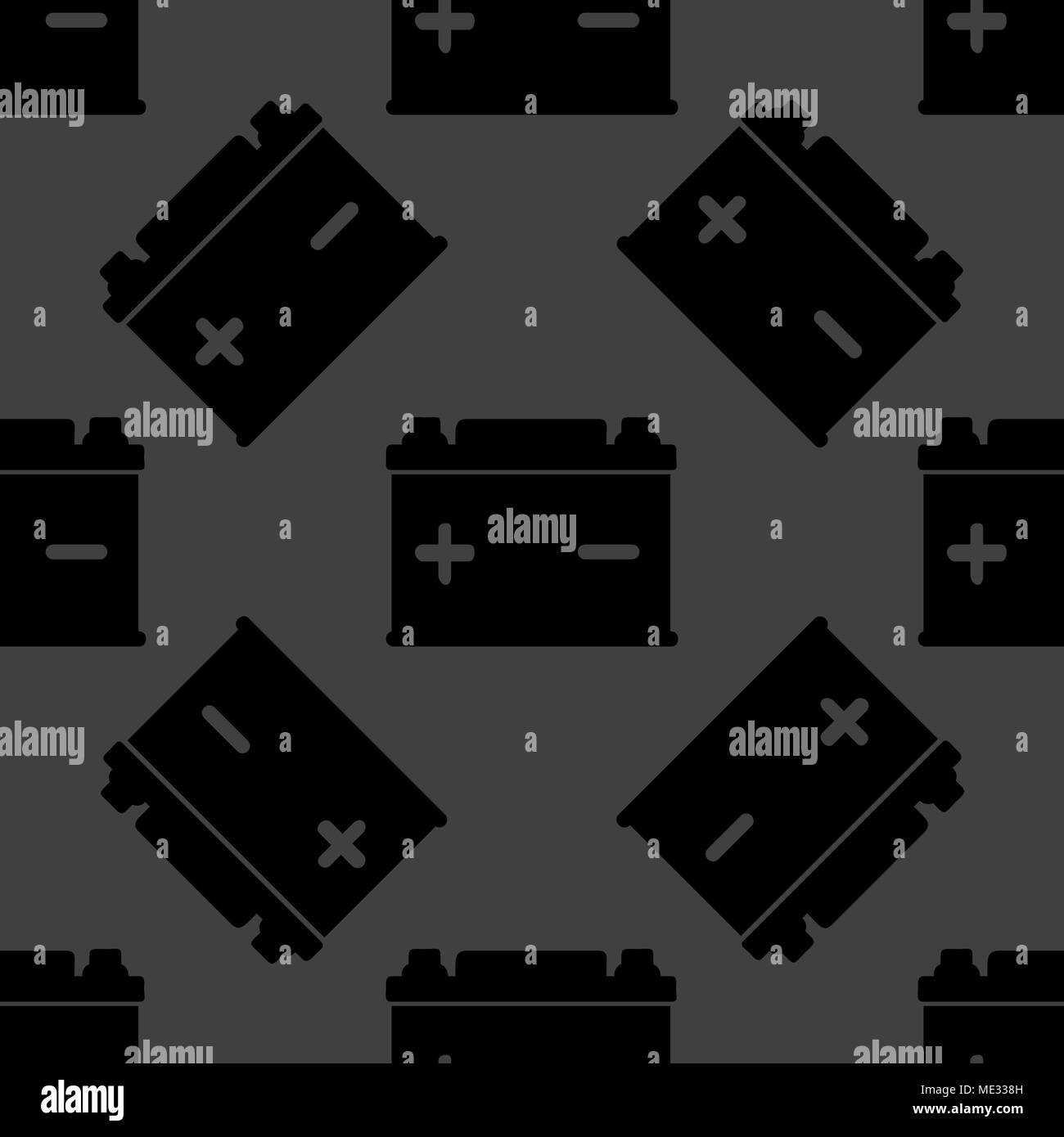 Car battery web icon. flat design. Seamless gray pattern. Vector EPS10 Stock Vector