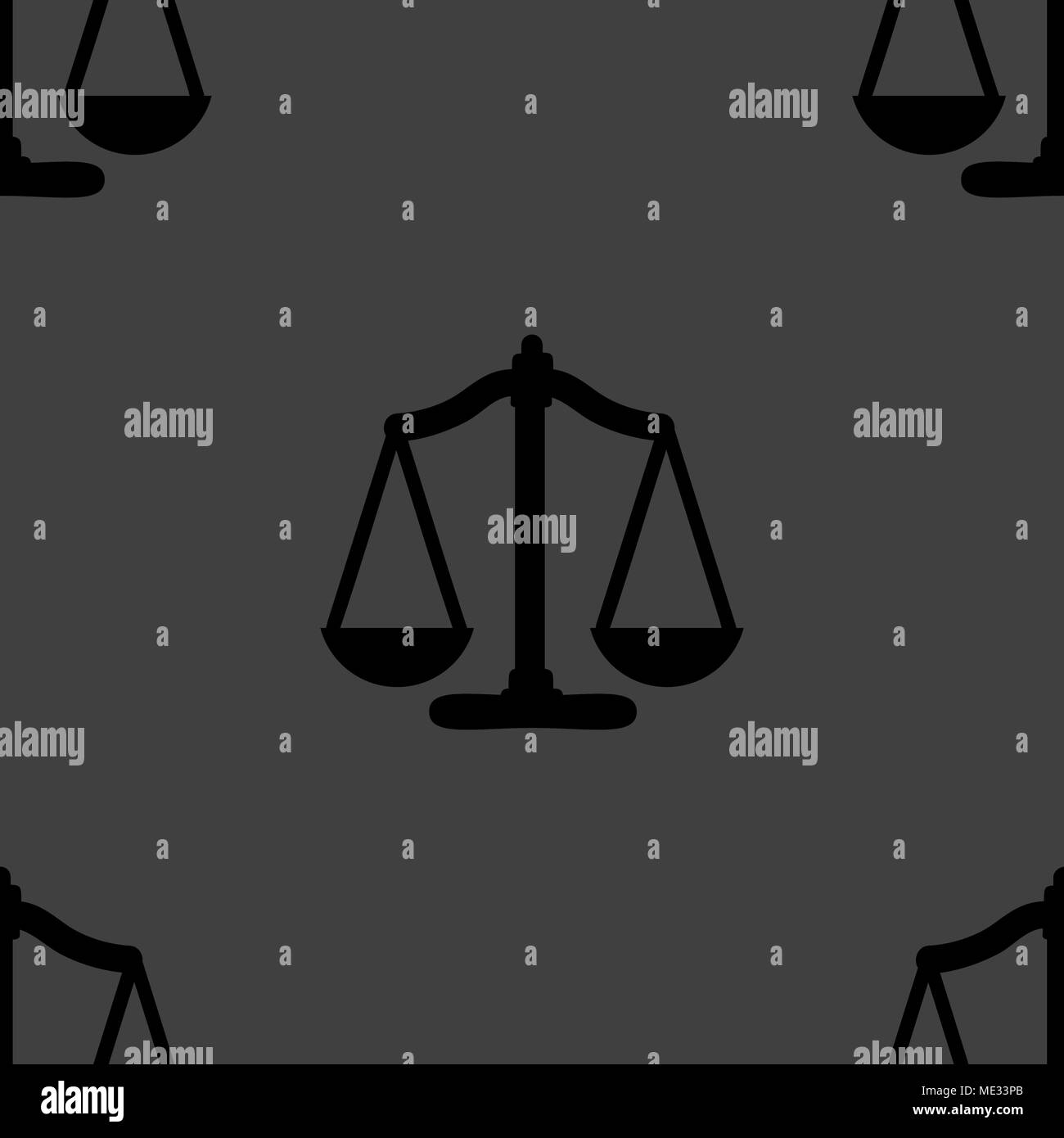Scales balance web icon flat design. Seamless gray pattern. Vector ...