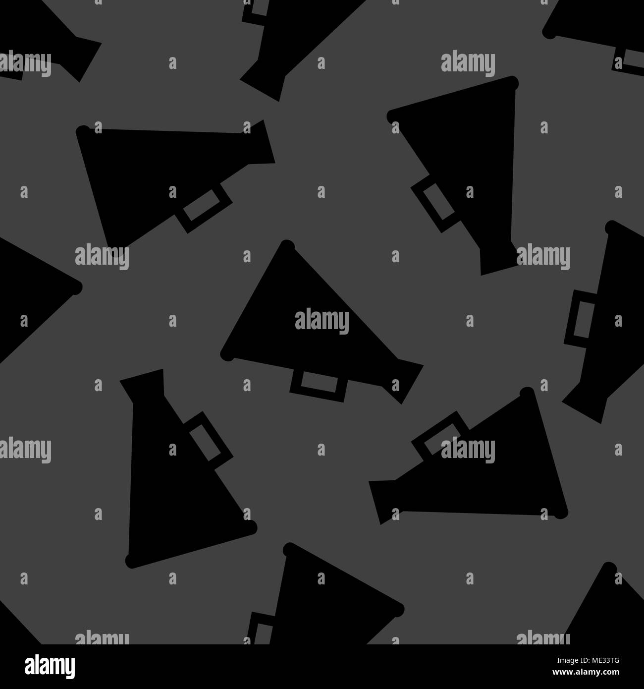 Megaphone, Loud-hailer web icon flat design. Seamless gray pattern. Vector EPS10 Stock Vector