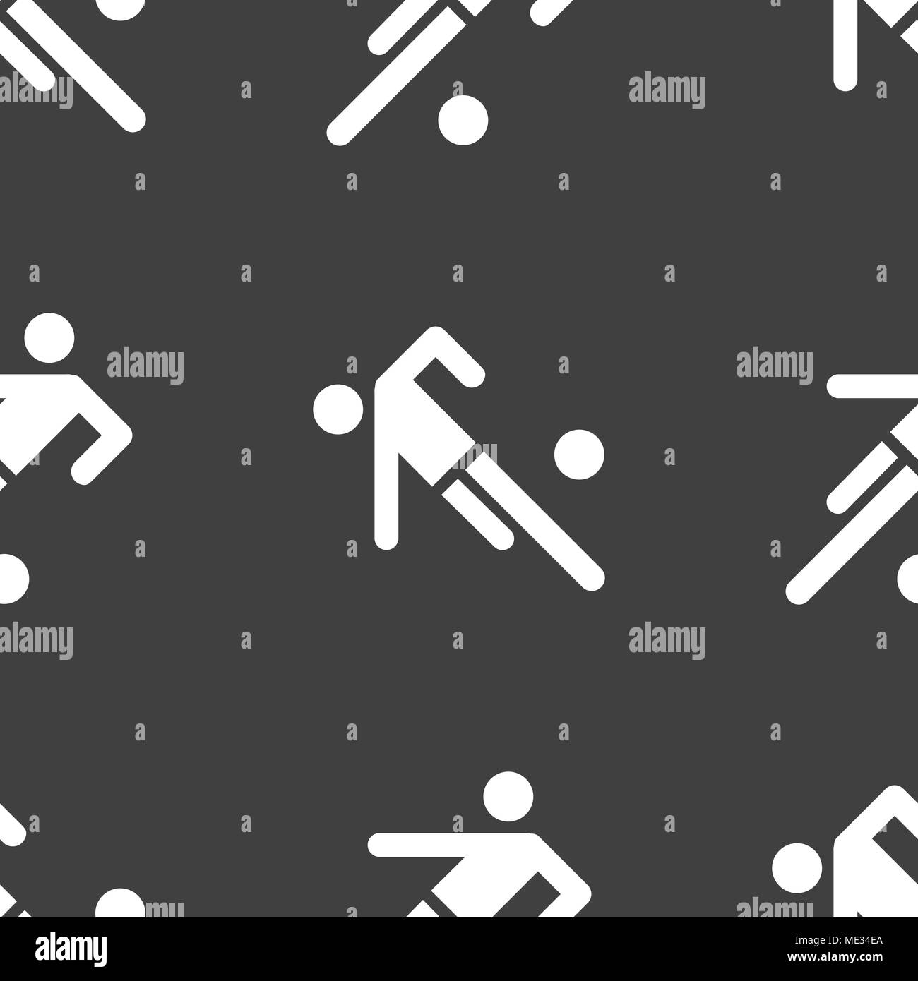 football player web icon. flat design. Seamless gray pattern. Vector EPS10 Stock Vector