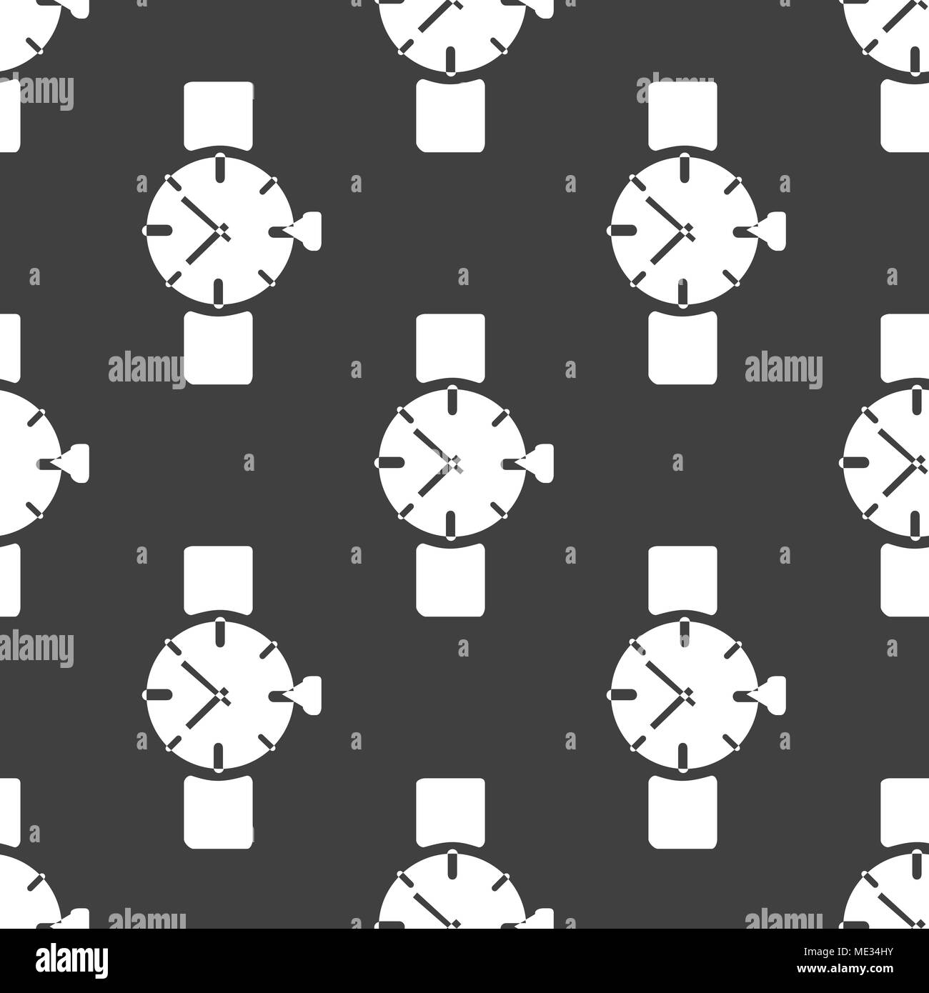 Watch,clock web icon flat design. Seamless gray pattern. Vector EPS10 Stock Vector