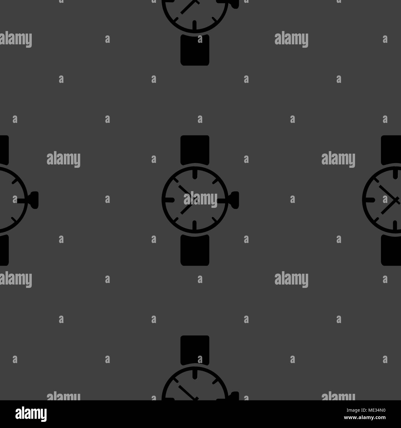 Watch,clock web icon flat design. Seamless gray pattern. Vector EPS10 Stock Vector